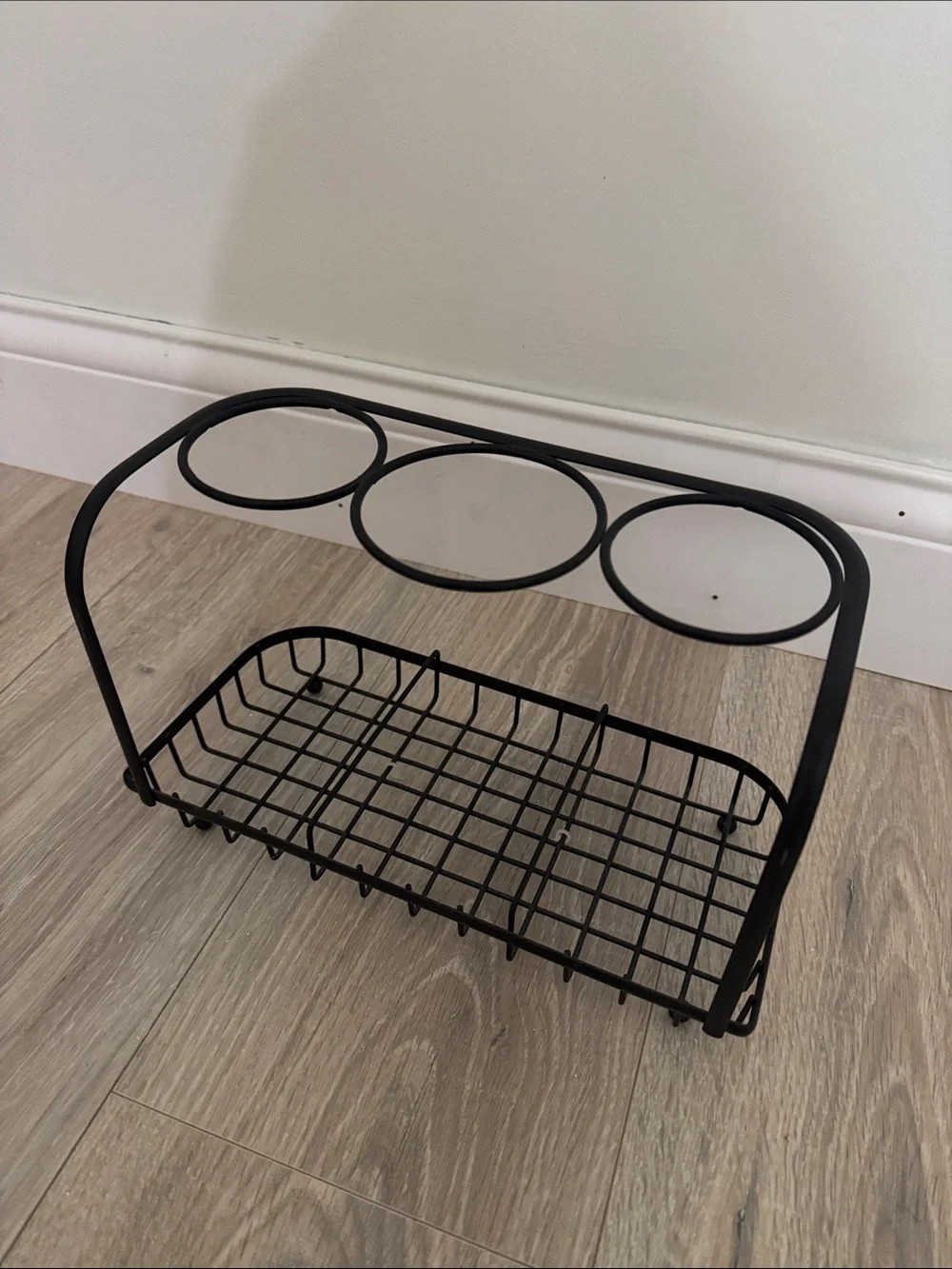 Black Metal Countertop Organizer with Three Round Holders